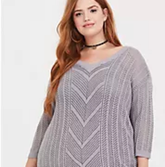 torrid Sweaters - Torrid Grey Pointelle Knit Sweater